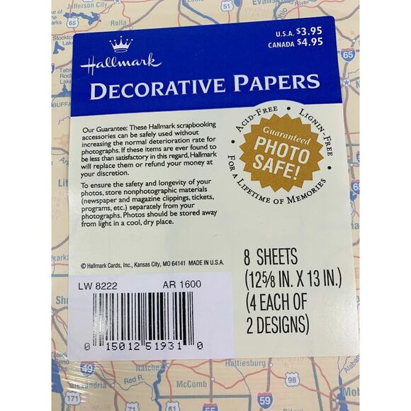 Hallmark Decorative Papers 4 Packs of 8 Pages Each With 2 Designs 12 5/8" x 13" - Picture 3 of 11